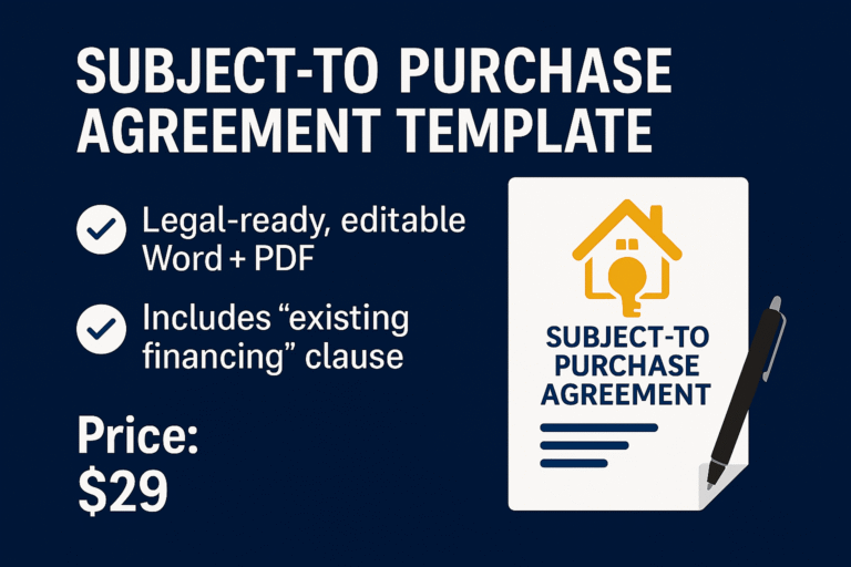 🏠 Get Your Subject-To Purchase Agreement Template Now